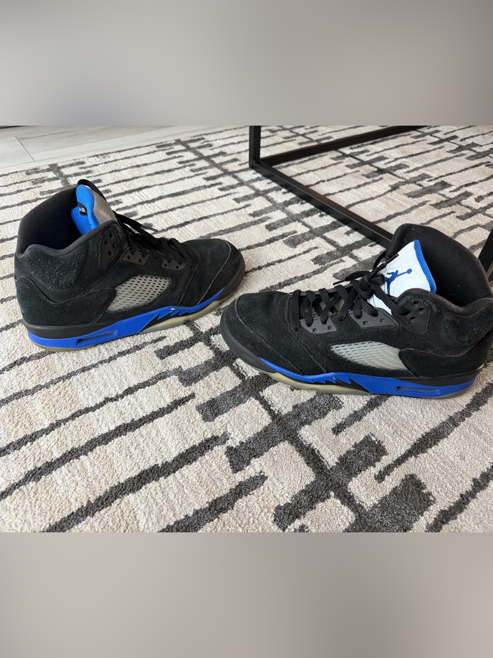 Nike Jordan 5 Retro Black and Royal Blue Men's Sneakers